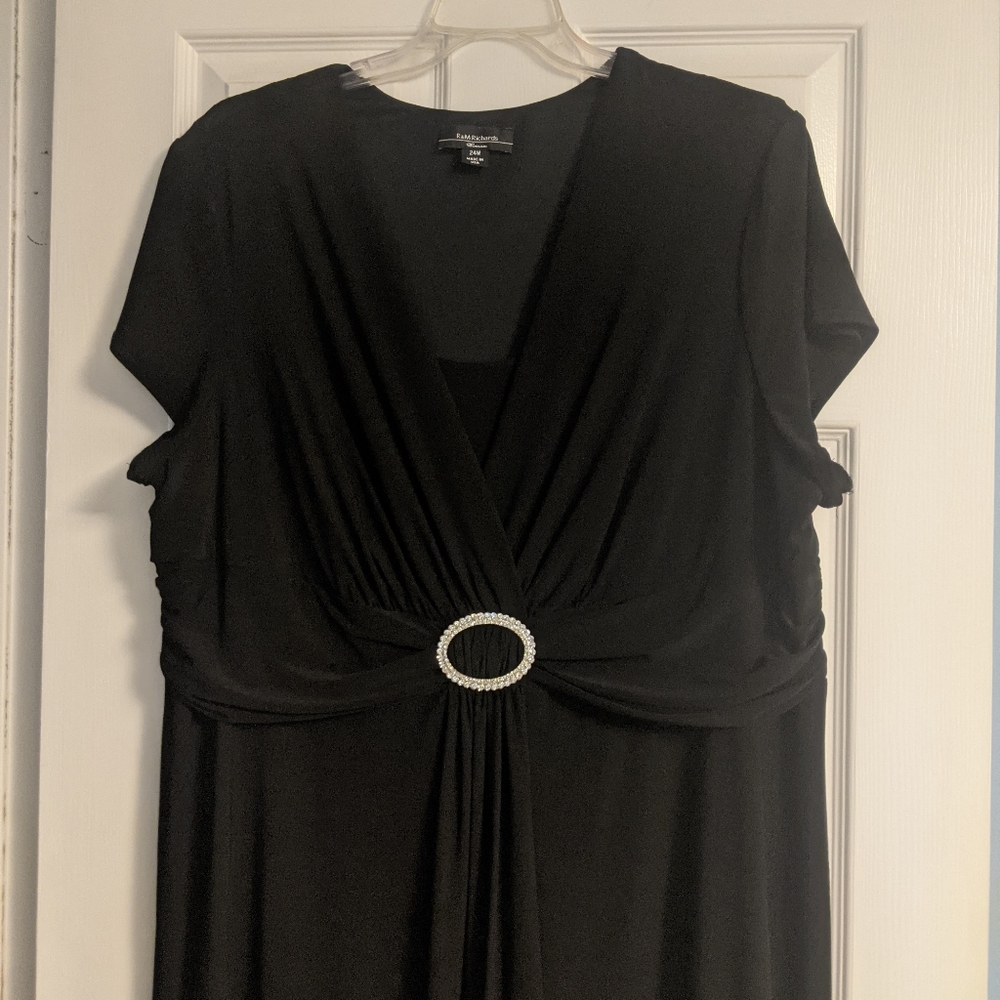 Plus Size Black Dress with Rhinestone Accent Figure Flattering Size 24W